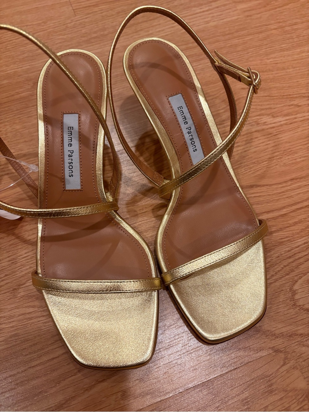 Emme Parsons Gold Metallic Strappy Heeled Sandals